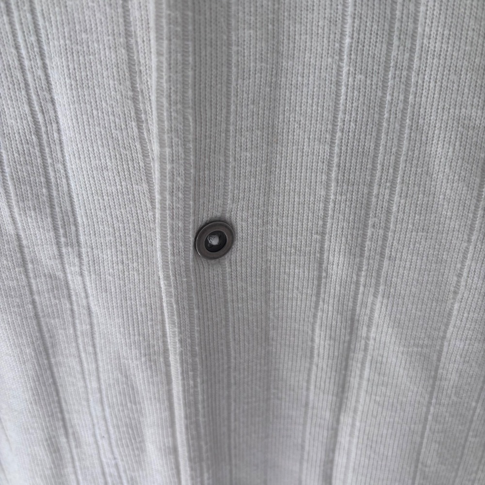 Christian Lacroix Mens White Ribbed Knit Button Up Polo Shirt Coastal Neutral XL - Picture 4 of 7